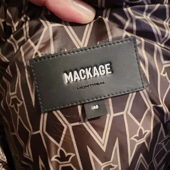 Mackage Coffee Kane MG Logo Monogram Print Quilted 800 Down Vest Mens Size 46 - Picture 7 of 8